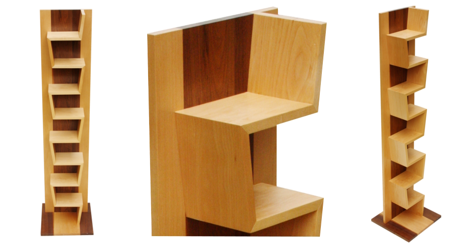Distinct furniture: zig-zag maple walnut souvenir shelf