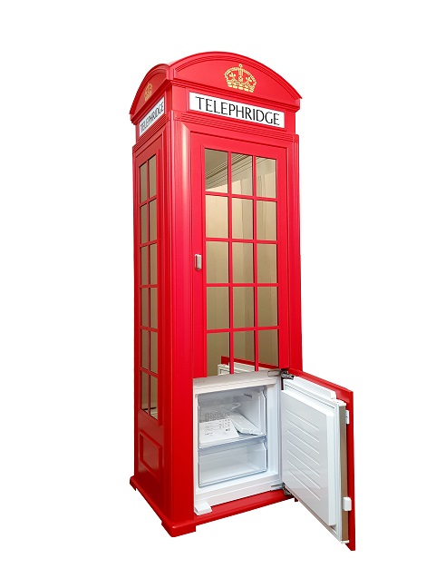 telephone box fridge, custom made fridge